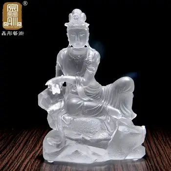 

Custom healing glass ornaments free Guanyin Bodhisattva statue temple decoration crafts