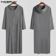 INCERUN, мужской Тренч, хлопок,, Ретро стиль, с капюшоном, длинный кардиган, длинный рукав, на пуговицах, верхняя одежда, китайский стиль, повседневные куртки 5XL