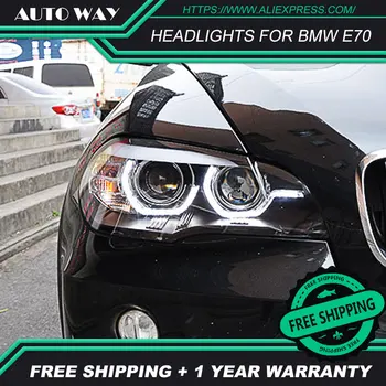

Car Styling Head Lamp case for BMW X5 E70 2007-2013 LED Headlights BMW X5 E70 LED Headlight H7 D2H Hid Angel Eye Bi Xenon Beam