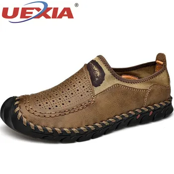 

UEXIA Classic Comfortable Hollow Men Casual Shoes Loafers Quality Split Leather Handmade Footwear Flats Hot Sale Moccasins Shoes