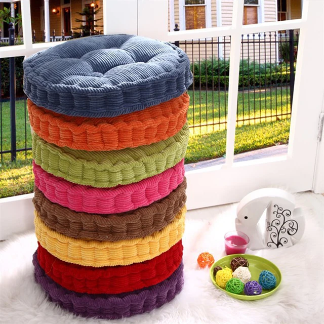 Office Chair Cushion Thicken Round Cotton Seat Cushion Pad for Back Pain Home Decor Decorative Cushions for Sofa - 16 x 16 in, Style 3