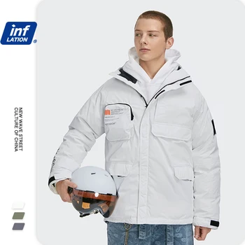 

INFLATION Mens Windproof Hooded Outdoor Down Jackets In White Winter Thick Warm Pockets Oversized Puffer Jacket Men 2533W
