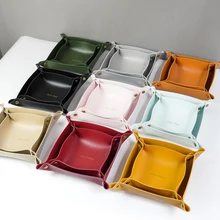 Nordique Ins cuir PU boîte de rangement de bureau clé Hall plateau de rangement cosmétiques bijoux rouge à lèvres articles divers boîte de rangement