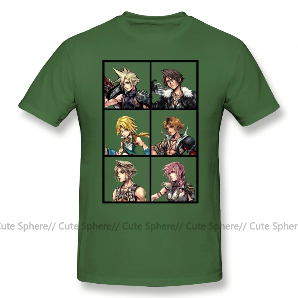 Final Fantasy/футболка с изображением персонажей из мультфильма Final Fantasy; хлопковая Футболка с изображением молнии - Цвет: Army Green