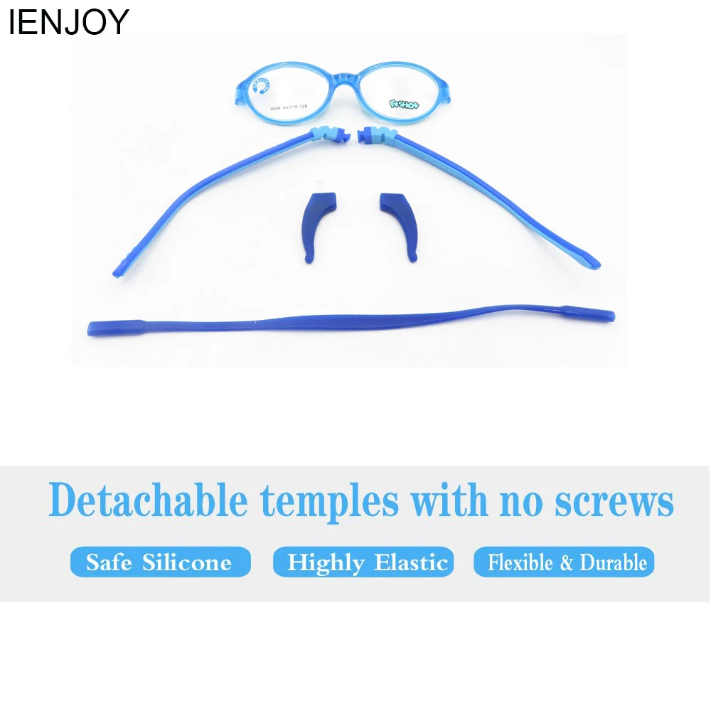 

IENJOY Kids Eyeglasses Frame Safe Flexible TR Optical Frames for Children with 0 Degree Lens Plain Mirror Points Unisex
