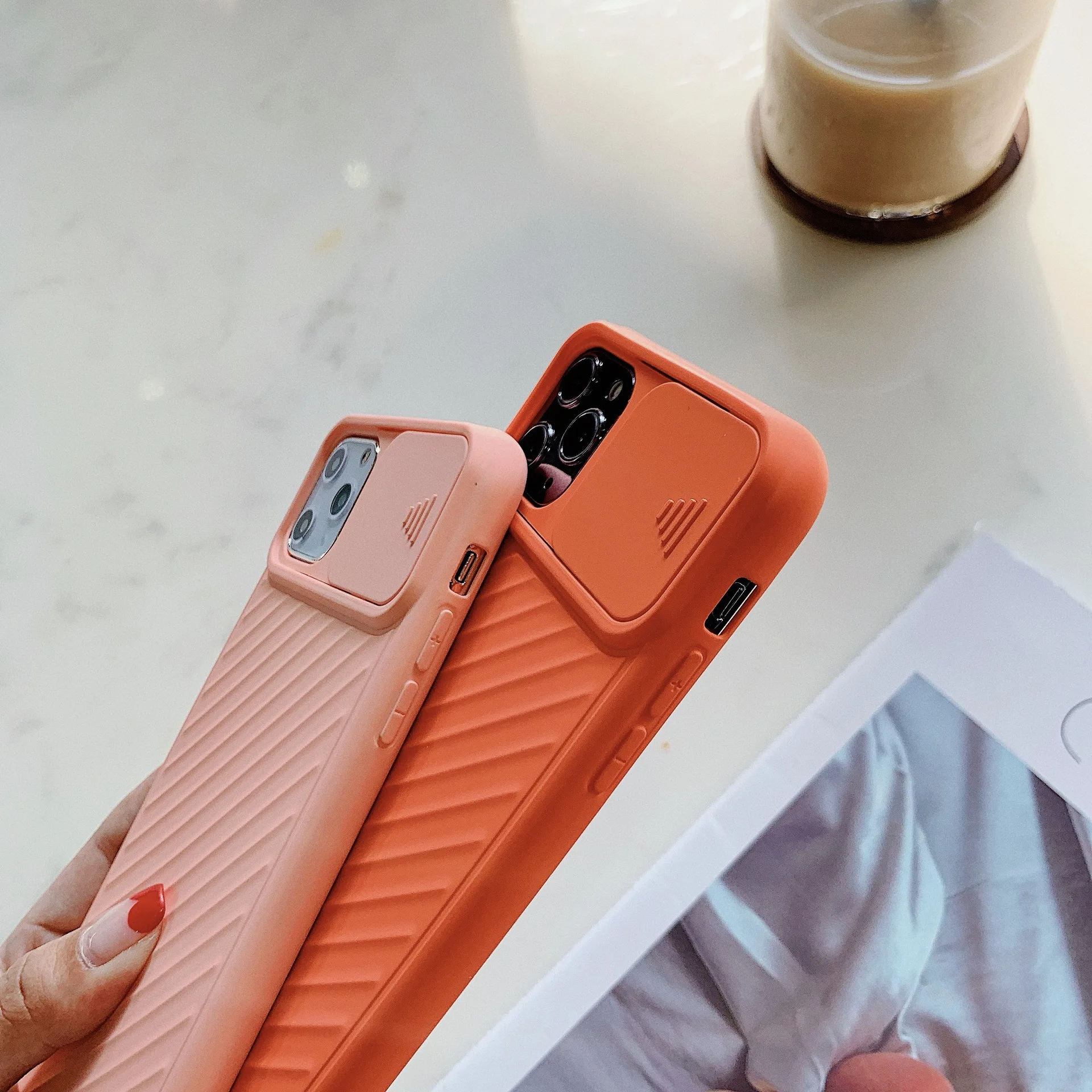 Защитный чехол для телефона с камерой iPhone 11 Pro X XR XS Max 7 7Plus 8 8Plus однотонный черный