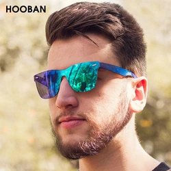 Fashion Rimless Sunglasses Men Vintage Square One-piece Lens Sun Glasses Stylish Brand Driving Vacation Shades