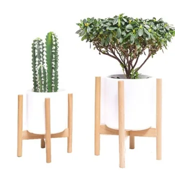 

Solid wood cross flower shelf durable floor type planter support