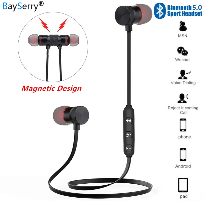 

Wireless Bluetooth 5.0 Earphone Sport Neckband Magnetic Headset For iPhone All Phones Metal Handsfree Bass with Mic Stereo Music