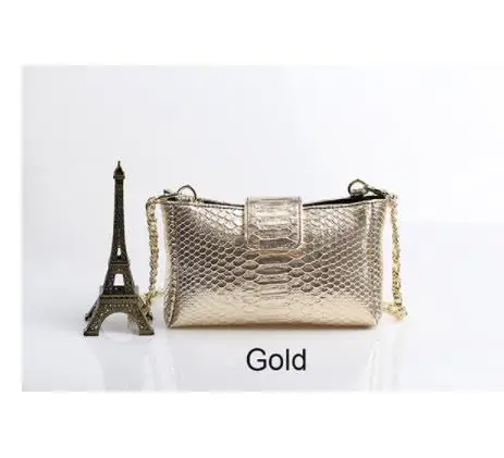 Luxury Handbag Designer Bags For Women Leather Clutch Purse Chain Serpentine Ladies Shoulder Messenger Bags Sac A Main - Цвет: Gold