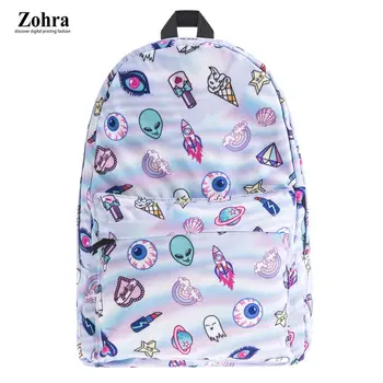 

Brand New Backpack Personality Pattern Travel Backpack 3D Printing Fashion Backpack Ice Cream Alien Pattern School Bag