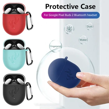 

New For Google Pixel Buds 2 Case With Carabiner Keychain Hook Silicone Protective Box Bag Bluetooth Headset Case Drop Proof