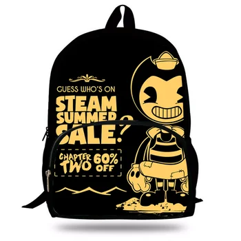 

New Hot Newest 16 Inch Bendy and The Ink Machine Backpack Set for Children Pop Cartoon Printing School Bags Boys Girls Bookbag