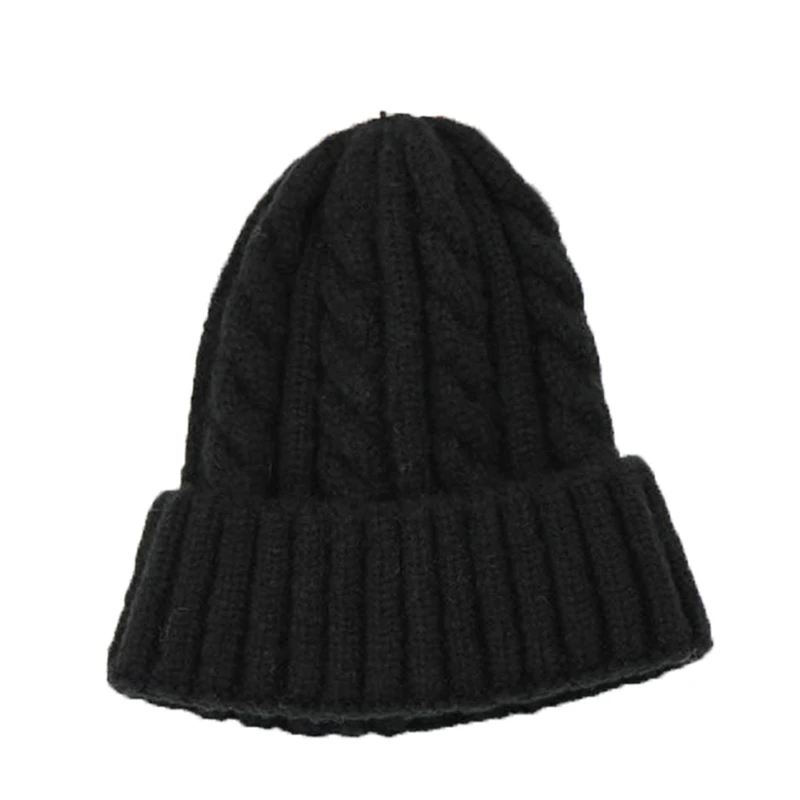 Toddler Kids Girl Boy Crochet Hats Baby Infant Winter Warm Knit Hat Beanie Cap Lovely Gifts Solid Candy Color Caps Accessory New - Цвет: Черный