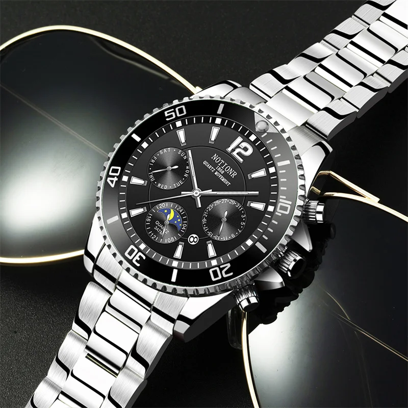 Luxury Fashion Mens Stainless Steel Watches Men Sport Waterproof Quartz Wrist Watch Man Business Leather Watch relogio masculino