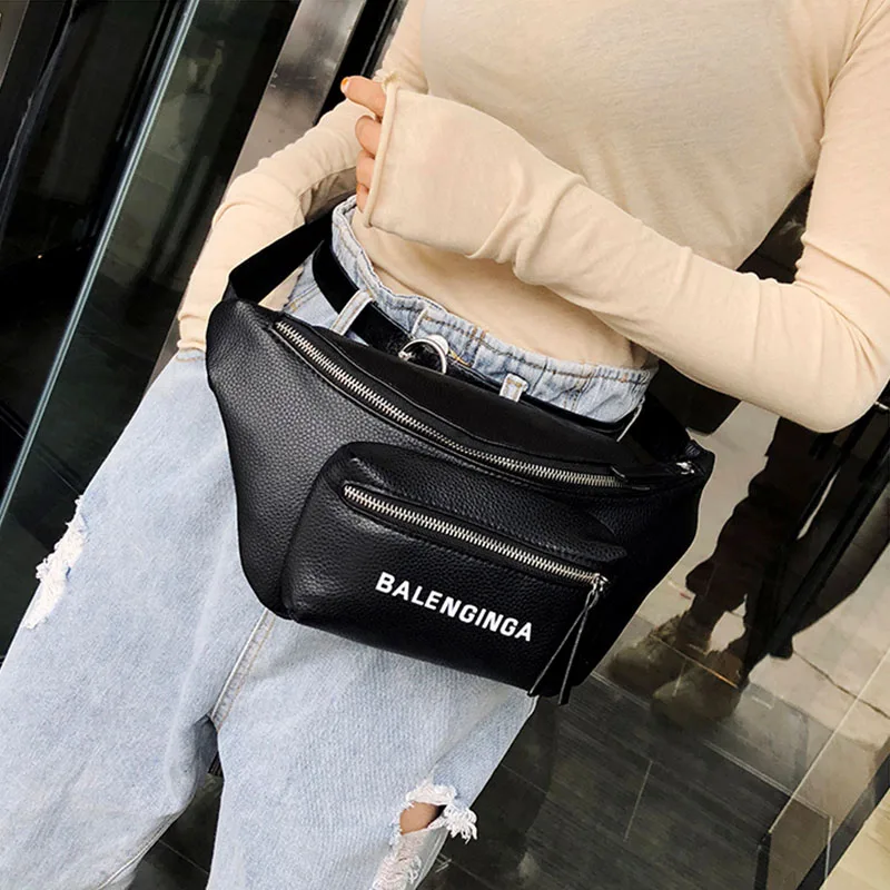 

Women PU Waist Bag Fanny Pack Fashion Chest Bags Hip Packs Large Capacity Female Bum Package Crossbody Bag Solid Waist Pack