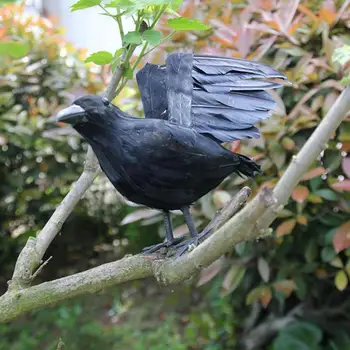 

Halloween Realistic Handmade Crow Black Bird Raven Prop Decor Artificial Feathered Flying Crow for Party Prop Desk Display Decor