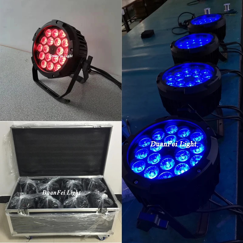 С flycase 8 Лот Водонепроницаемый ip65 Открытый 18x10 Вт 4в1 led par-прожектор RGB wash wall spot par плоский led lyre wash