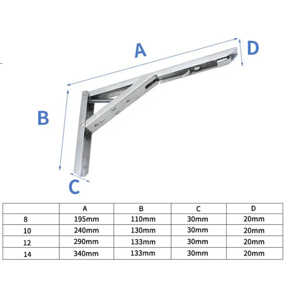 2x Folding Metal Shelf Bracket L Shape Thickened Corner Brace Shelf Right Angle Bracket DIY Wall Mounted Rack Plank Supporter