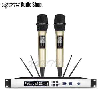 

True Diversity Wireless Microphone System Dual Channel UHF Digital LED Dynamic Handheld Mic Karaoke Stage Equipment Professional