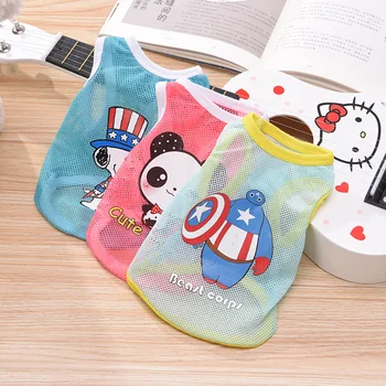 

New Type Pet Vest Dog Vest Teddy Pet Clothes Little Dog Cartoon Mesh T-shirt Print Personalized Universal Dog Clothes Dog Outfit