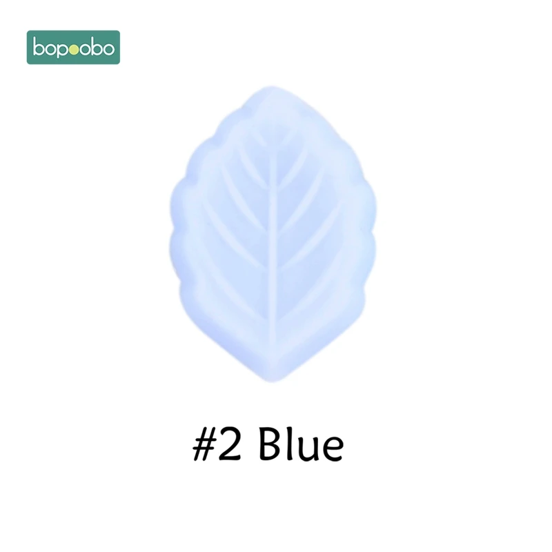 Blue Leaf Bopoobo 10 шт силиконовый бисер с перьями Детские Прорезыватели BPA бесплатно жевательные ожерелье кулон пищевого качества Детские Прорезыватели для зубов подарок для кормления - Цвет: Blue Leaf