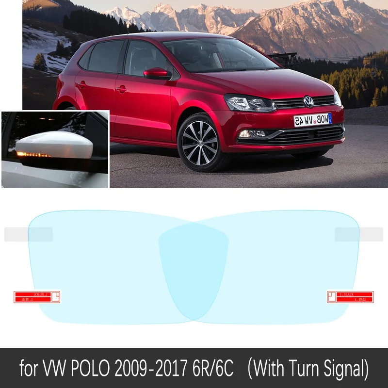 Полное покрытие анти туман непромокаемая пленка зеркало заднего вида для Volkswagen VW POLO 6R 6C 2009~ 5 MK5 аксессуары 2010 2012 - Название цвета: Polo Has Turn Signal