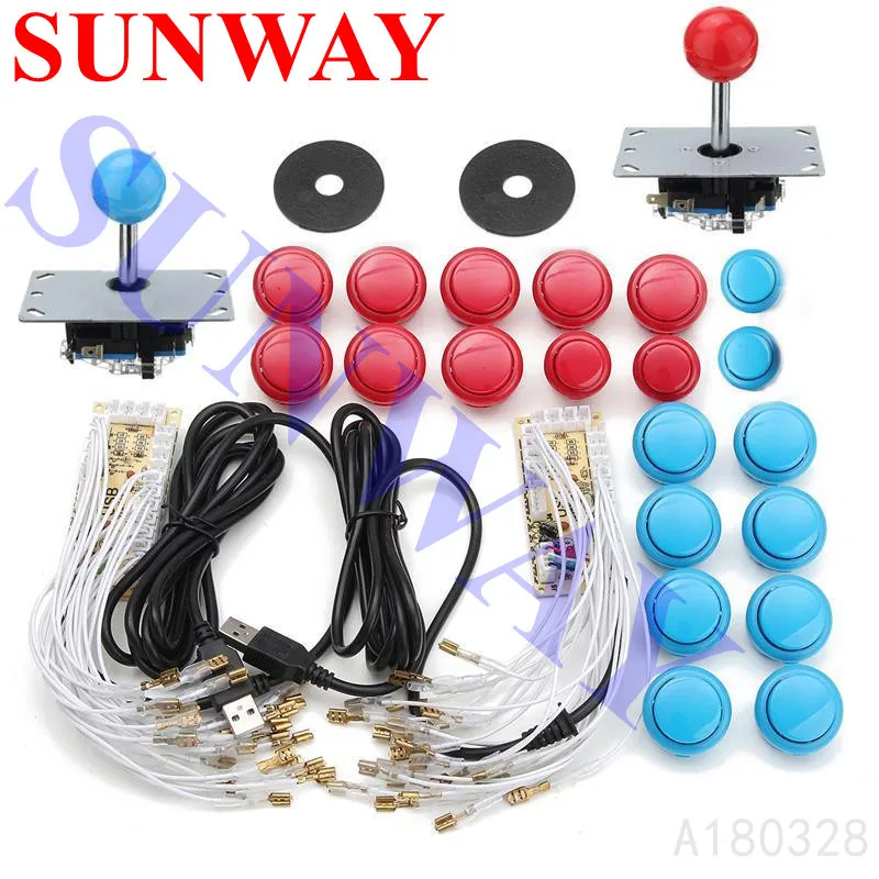 Аркадная игра джойстик Сделай Сам комплект с 20 MAME Push бутон + 2 джойстика + 2 USB энкодера доска для 2 игроков аркадный джойстик DIY наборы