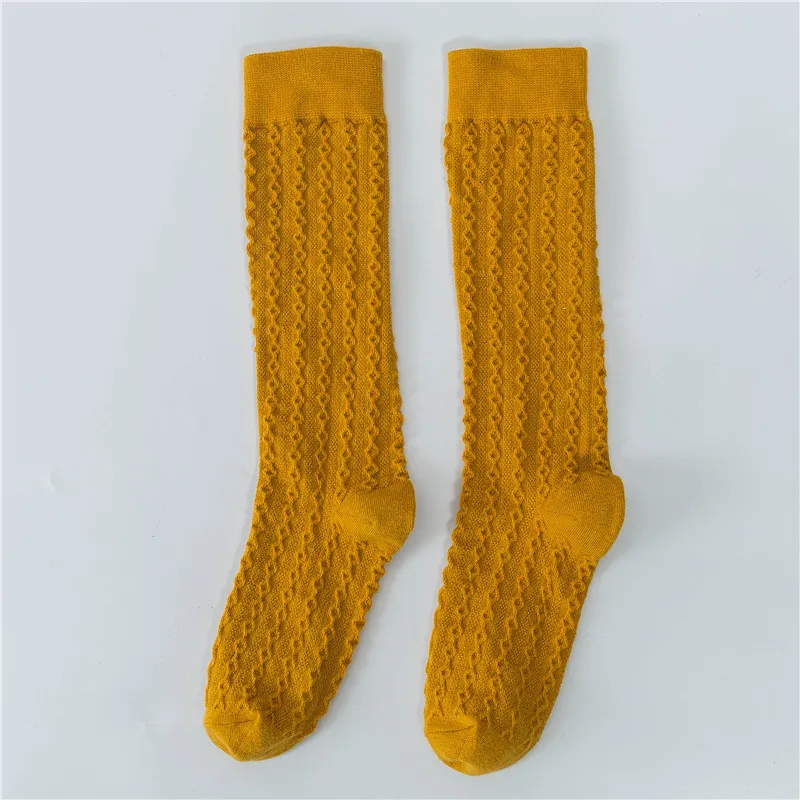 Yellow Милая модная одежда для девочек однотонная Цвет Twist с широким носком детские носки; мягкие теплые зимние Harakuju в студенческом стиле длинные носки без пятки - Цвет: Yellow