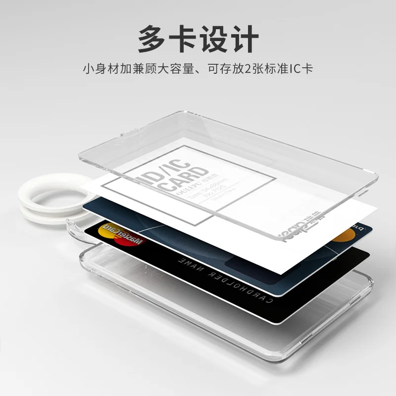 Transparent Acrylic Creative Students ID Card Holder With Lanyards Badges Passport for Employee