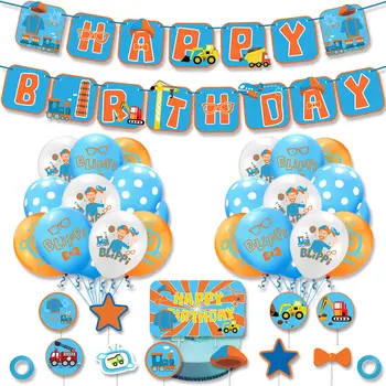 

34pcs/set Blippi Balloons Birthday Party Decoration Balloon Baby Baby Party Birthday Banner Cake Topper Party Supplies Toys