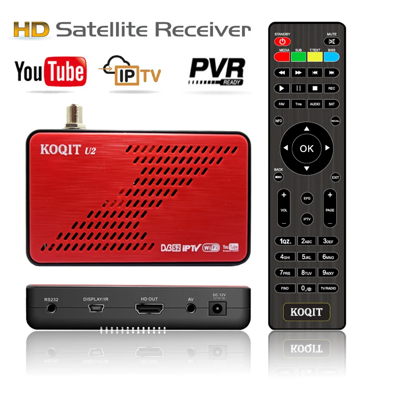 Koqit U2 DVB S2 Satellite Receiver DVB-S2 CS Receptor Free Scam Auto Biss vu iptv Decoder satellite tv box Wifi/RJ45 Sat Finder |