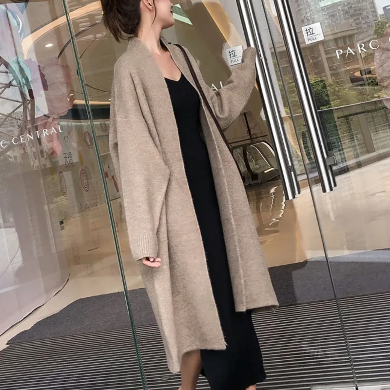 ^*Best Offers Top Quality Fashion Warm Autumn Winter Cardigan Women Oversize Knit Long Cardigan Solid Color Korean Open Stitch Sweater Coat