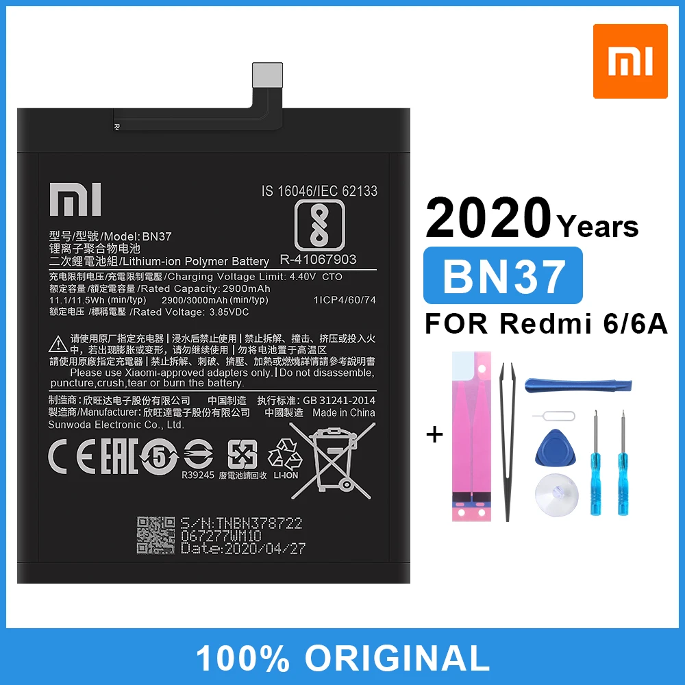 Оригинальный аккумулятор для телефона Xiaomi BN37 Redmi 6 6A сменный Высококачественный