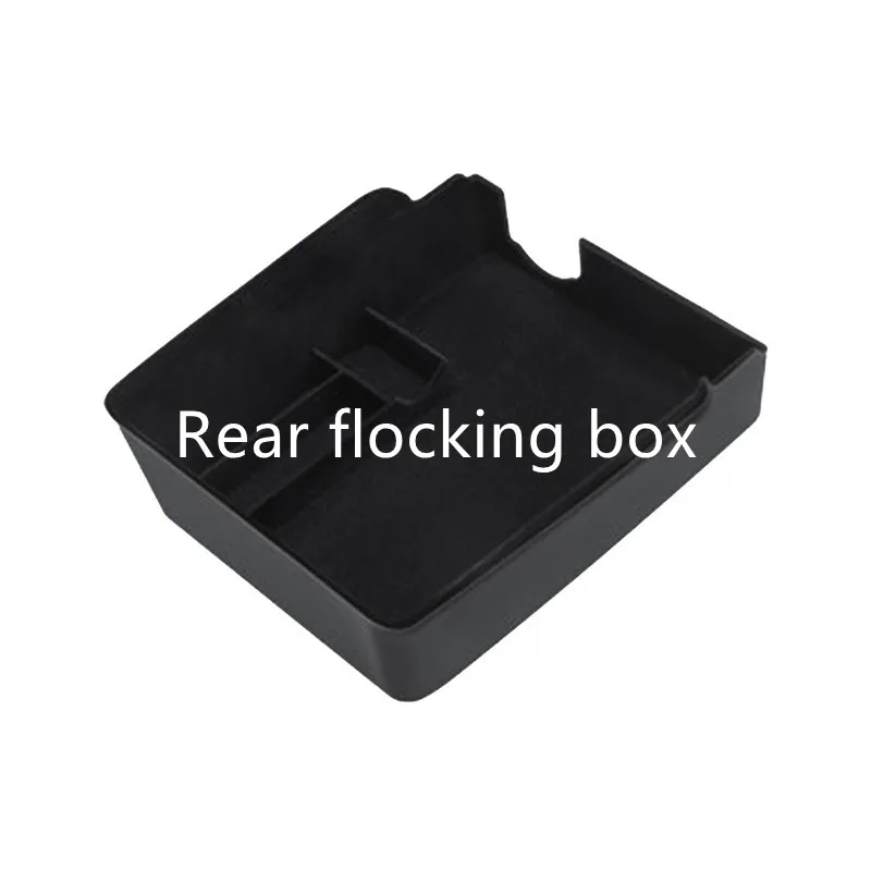 TEFUN For Tesla Model 3 Y 2021 2022 Storage Box Car Central Armrest Flocking/ABS Storage Box Organizer Model 3 2021 Accessories