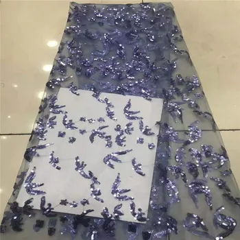 

African Sequins Lace Fabric 2019 Embroidered Nigerian Net Laces Fabric Bridal High Quality French Tulle Lace Fabric 5yards