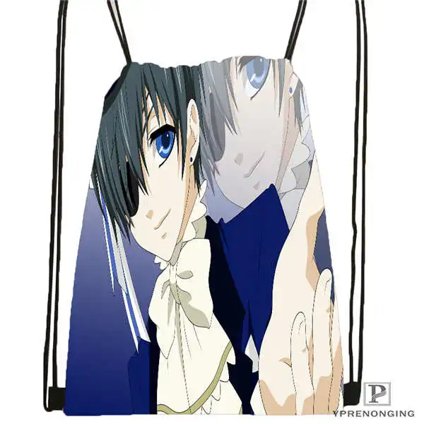 Drawstring Backpack Custom Ciel. Phantomhive. full.@ 01 походная сумка на шнурке милый рюкзак для детей(черная спинка) 31x40 см#180611-01-07 - Цвет: Drawstring Backpack