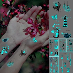 Luminous Tatoo Firefly Butterfly Moth Panda Transferable Waterproof Temporary Tattoo Stickers Women Men Kids Body Art Glow Tatto