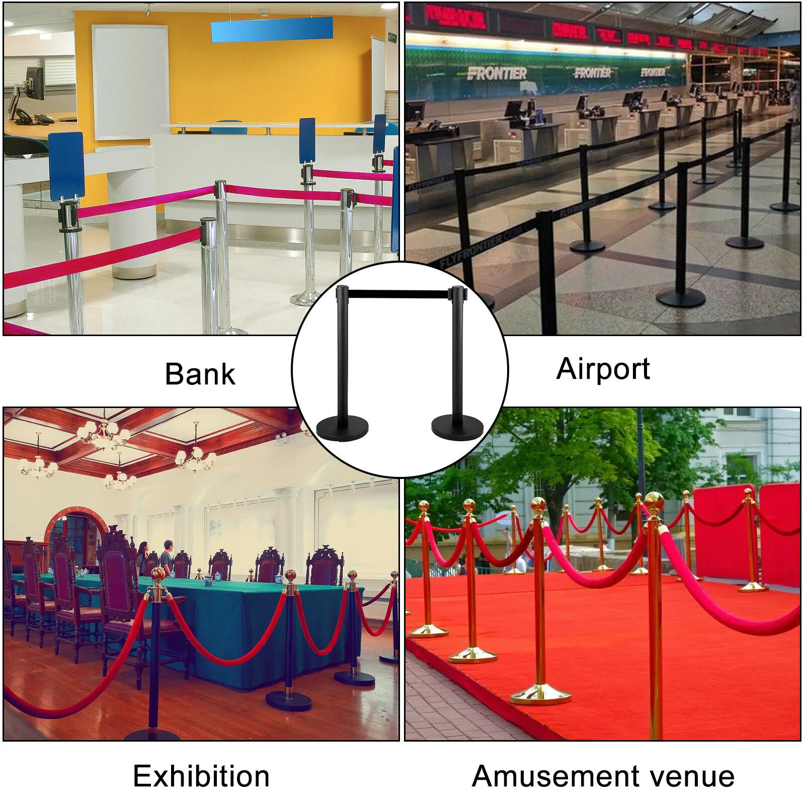 Stainless Steel Crowd Control Barrier with Retractable Belt