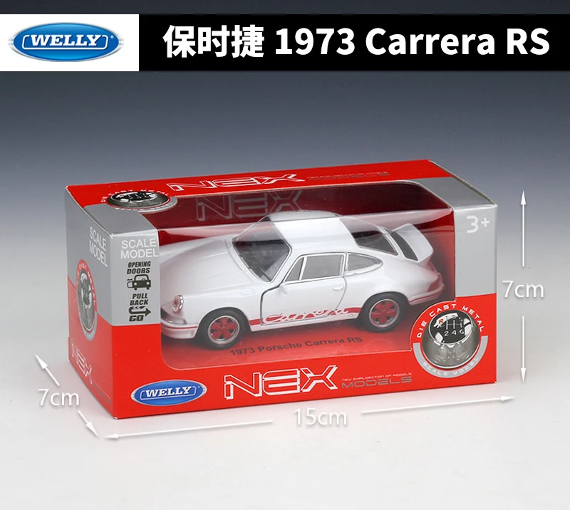 WELLY литой 1:36 классический автомобиль 1973 Porsche Carrera RS, модель автомобиля, спортивный автомобиль из металлического сплава, игрушечный автомобиль для детской коллекции