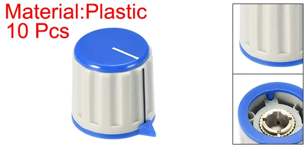 Blue-10pcs Uxcell 1/2/4/5/10 шт. Пластик Вращающаяся ручка потенциометра 4/6 мм Вставка вал серый - Цвет: Blue-10pcs