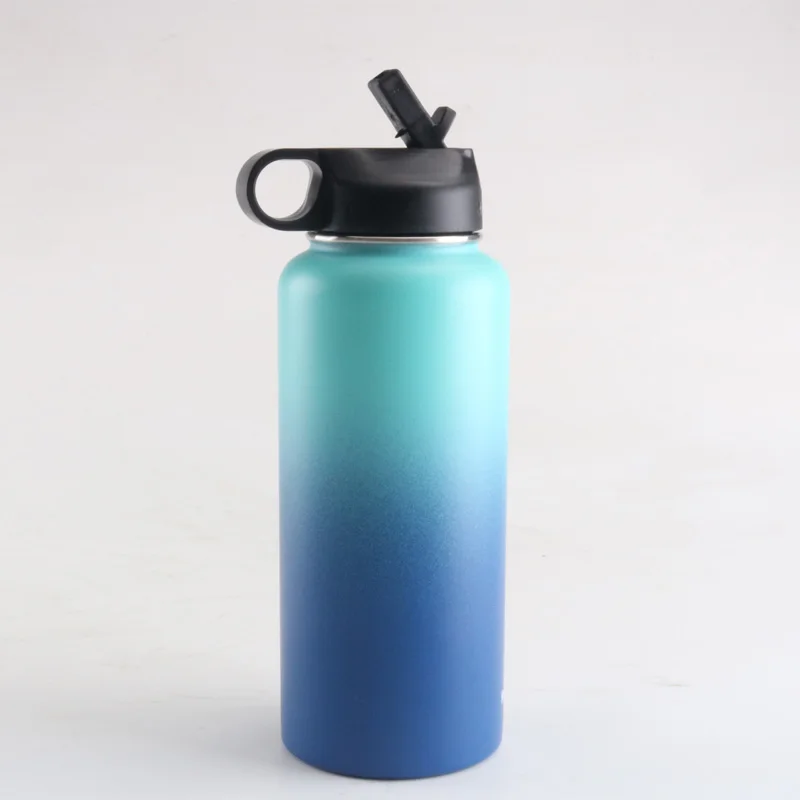 Gradient 5 18 унций/32 унций/40 унций Двойная Вакуумная Изолированная бутылка для воды из нержавеющей стали с широким горлом бутылка для воды - Цвет: Gradient 5