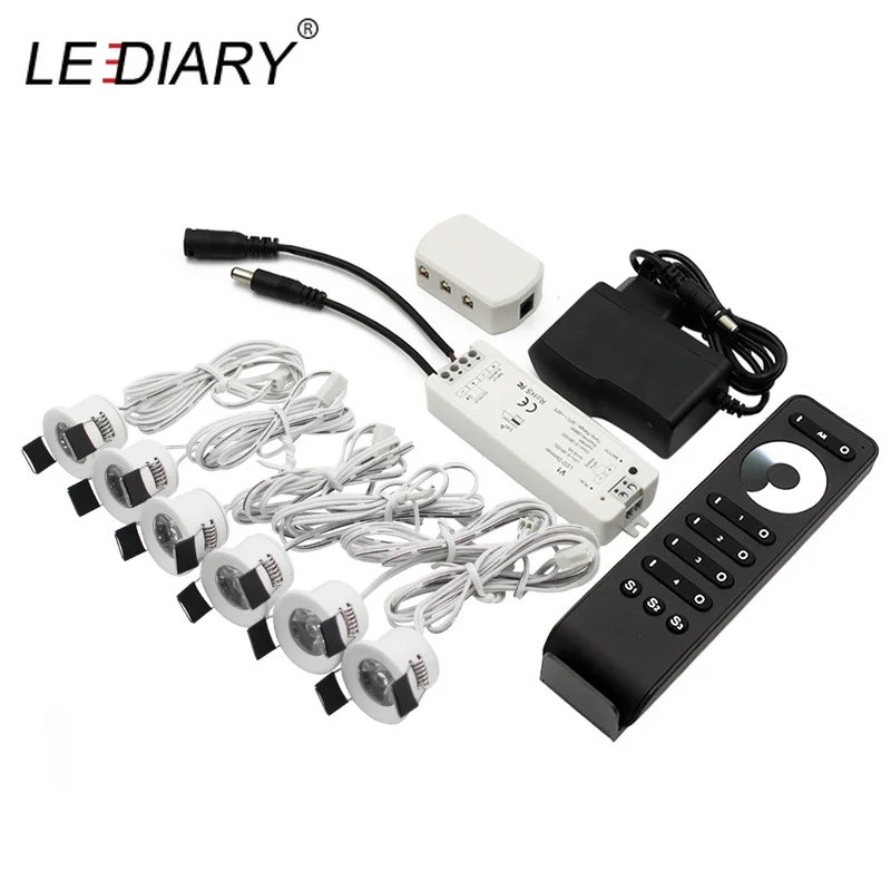 LEDIARY Spot LED Dimmable Downlight Remote Control Cabinet Lamp White 12V Mini Ceiling Downlights Recessed 1.5W 27mm Cut Hole