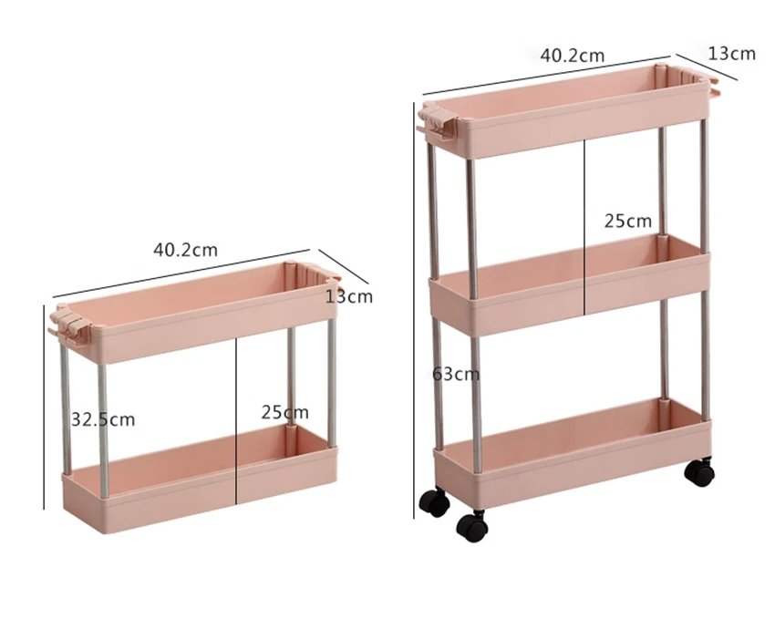 Двухслойная кухонная полка для хранения, полка с зазором, с колесами, тонкая раздвижная башня, подвижная, сборная Пластиковая Полка для ванной комнаты, пространство 3 слоя