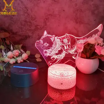 

Molezu Halloween Game Cat Pattern 3D Led Night Light Decoration Children Kids Gifts 7 Color Changing Visual Table