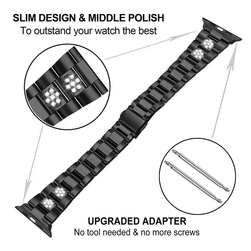 TRUMiRR браслет из нержавеющей стали и бриллиантов для iWatch Apple Watch Series 5 4 3 2 1 44 мм 42 мм 40 мм 38 мм ремешок для часов для женщин и мужчин