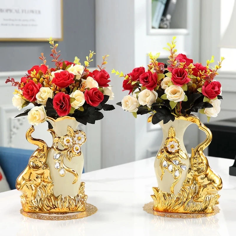 Modern Minimalist Home Living Room Entrance Gold Glass Vase Light Luxury Wind Desktop Flower Container Decorations Ornaments 5