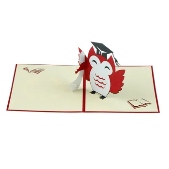

New 3D Cartoon Doctoral Hat Owl Greeting Cards Graduation Teachers Day Festival Card Supplies