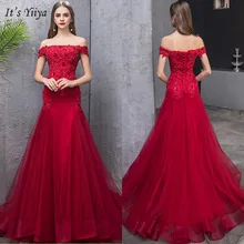 Это Yiiya выпускное платье, с вырезом лодочкой плюс Размеры короткий рукав Для женщин Платья для вечеринок аппликация с открытыми плечами Платье трапециевидного силуэта De Soiree V157