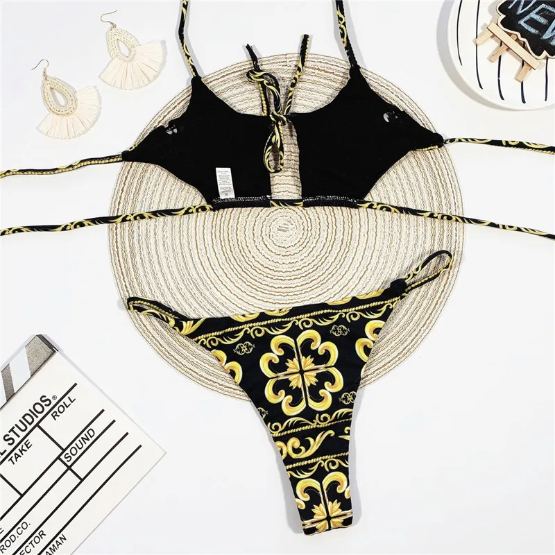 Polygon Bikinis Set African Print Swimsuit Two Piece Bandage Swimwear Women Sexy Halter Swimming Suit for Mujer 2020 Beachwear Polygon Bikinis Set African Print Swimsuit Two Piece Bandage Swimwear Women Sexy Halter Swimming Suit for Mujer 2020 Beachwear
